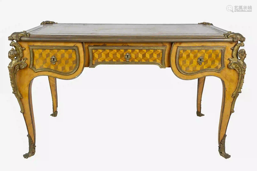 FRENCH PARQUETRY BUREAU PLAT