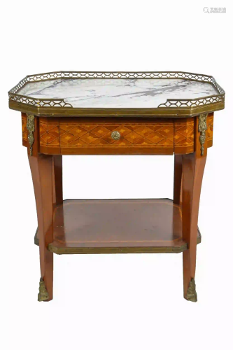 GILT METAL-MOUNTED MARBLE-TOP END TABLE