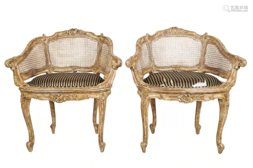 PAIR OF LOUIS XV-STYLE PAINTED WOOD MARQUISES