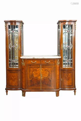 MARQUETRY SIDEBOARD CHINA CABINET