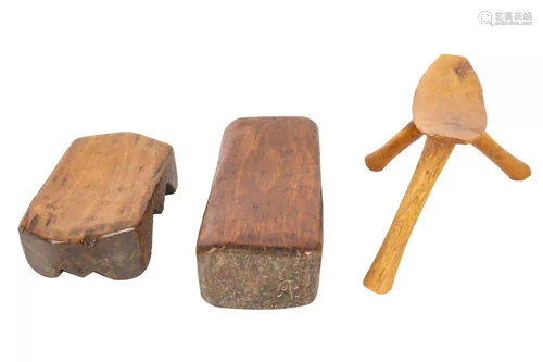 THREE PRIMITIVE STOOLS/STANDS