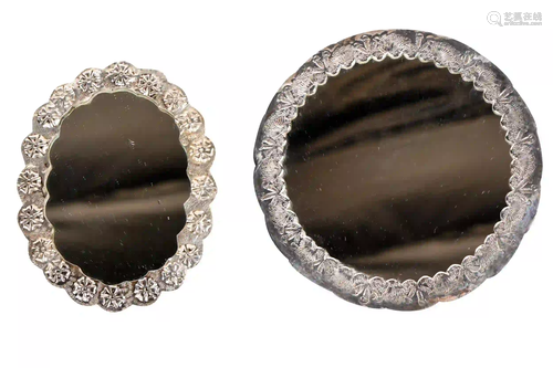 TWO SILVER HAND MIRRORS