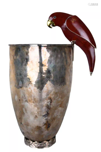 EMILIA CASTILLO JASPER-MOUNTED SILVERPLATE VASE