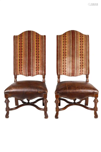 PAIR OF BAROQUE STYLE HALL CHAIRS