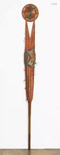 19TH C. PNW COAST CARVED & PAINTED WOOD OAR