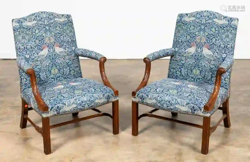 PAIR OF MAHOGANY GAINSBOROUGH ARMCHAIRS