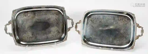 PAIR, SILVERPLATE SERVING TRAYS, THEODORE STARR