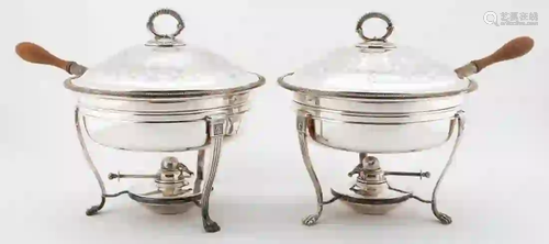 PAIR, BARKER BROS SILVERPLATE CHAFING DISHES