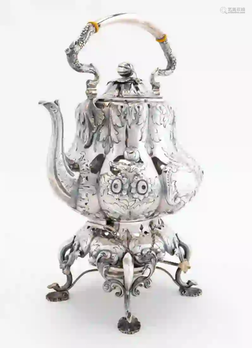 BALL TOMPKINS & BLACK COIN SILVER KETTLE ON STAND