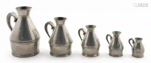 5PCS, PEWTER. MEASURES, AUSTIN AND SONS