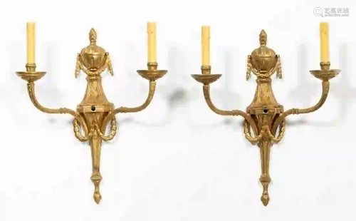 PAIR, LOUIS XVI STYLE GILT BRONZE SCONCES