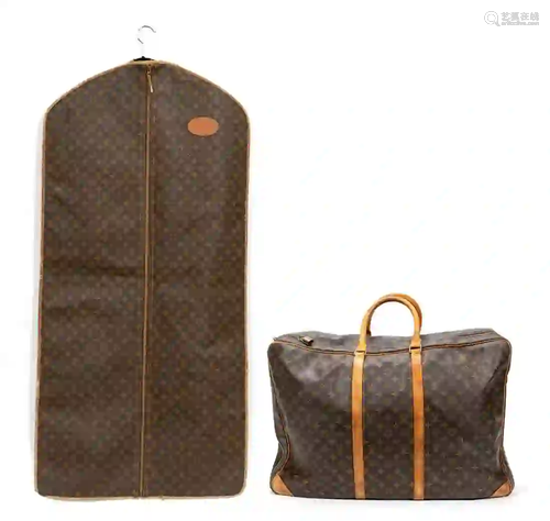 2PC LOUIS VUITTON CANVAS DUFFEL BAG & GARMENT BAG