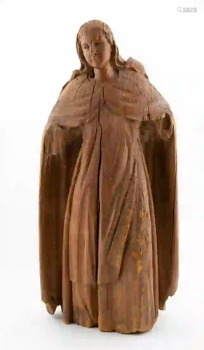 SAINT AGNES WOODEN SANTOS FIGURE, 19TH CENTURY