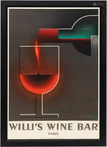 FRENCH ADVERTISEMENT, WILLI'S WINE BAR, FRAMED