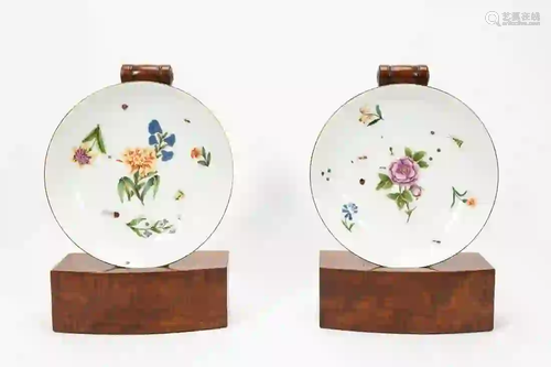 PR MEISSEN STYLE FLORAL & INSECT PORCELAIN PLATES