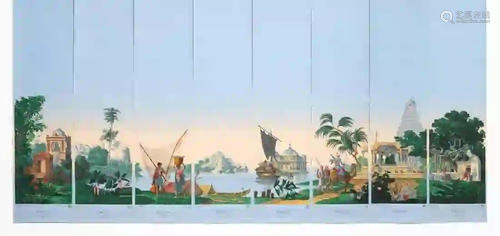 ZUBER 'HINDUSTAN' SCENIC WALLPAPER, EIGHT PANELS