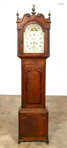 E. 19TH C. MAHOGANY GEORGE III LONGCASE CLOCK