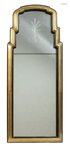 QUEEN ANNE STYLE BRASS AND EBONIZED PIER MIRROR