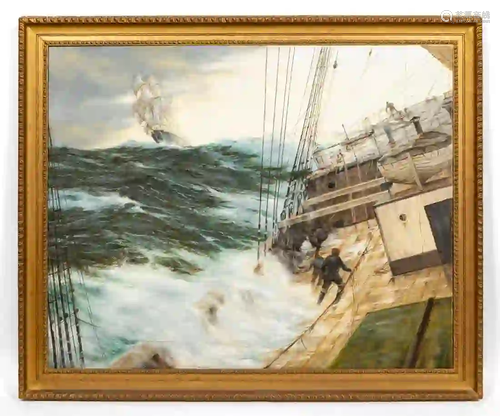 HENRY SCOTT, LARGE MARITIME OIL ON CANVAS, FRAMED