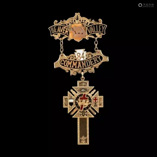 14K YELLOW GOLD KNIGHTS TEMPLAR CROSS BROOCH