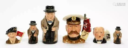 6 PCS, ROYAL DOULTON, WINSTON CHURCHILL & OTHERS