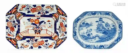 2 PCS, ENGLISH PORCELAIN AND IRONSTONE PLATTERS