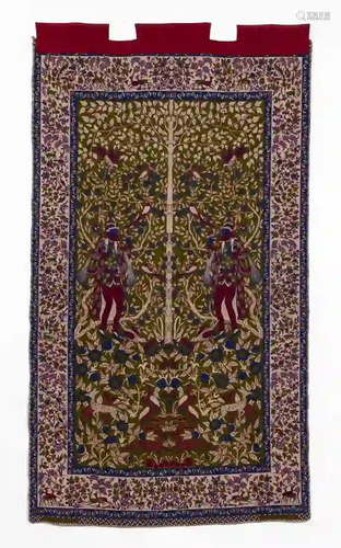 LARGE DOUBLE SIDED PERSIAN FIGURAL WALL TAPESTRY