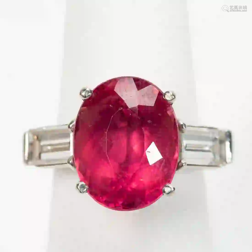 PLATINUM, 7.72 CARAT TOURMALINE, & DIAMOND RING