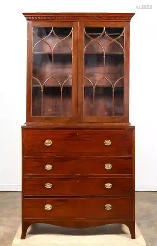 GEORGIAN STYLE MAHOGANY SECRETARY & CABINET