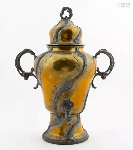 19TH C, CONTINENTAL BRASS & MIXED METAL SAMOVAR