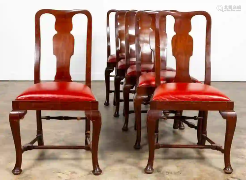 SET, SIX QUEEN ANNE STYLE WALNUT SIDE CHAIRS