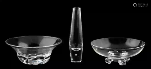 THREE CRYSTAL OBJECTS, ORREFORS & STEUBEN