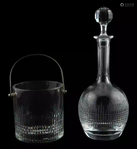 2 PIECES, BACCARAT, DECANTER & ICE BUCKET, NANCY