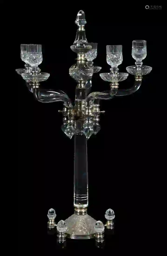 BACCARAT QUALITY SILVERPLATE & GLASS CANDELABRUM