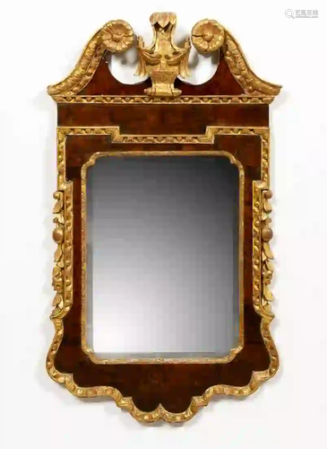 ENGLISH GEORGE II STYLE GILT WOOD WALL MIRROR