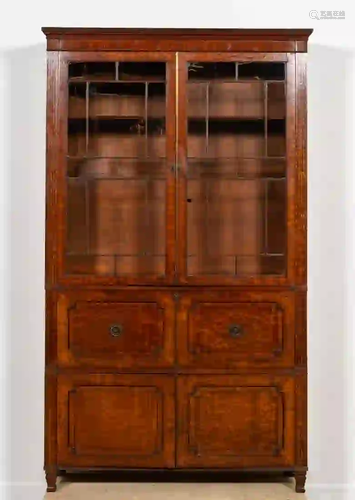 LARGE REGENCY WALNUT SECRETAIRE BOOKCASE