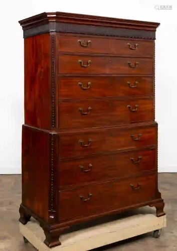 19TH C.GEORGIAN STYLE MAHOGANY CHEST ON CHEST