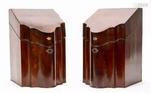 PAIR., GEORGIAN STYLE MAHOGANY KNIFE BOXES