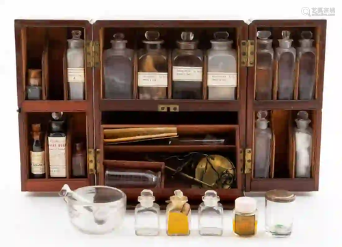 19TH C. PORTABLE APOTHECARY CHEST, MAHOGANY