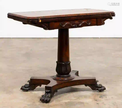 REGENCY ROSEWOOD GAMES TABLE, C. 1820