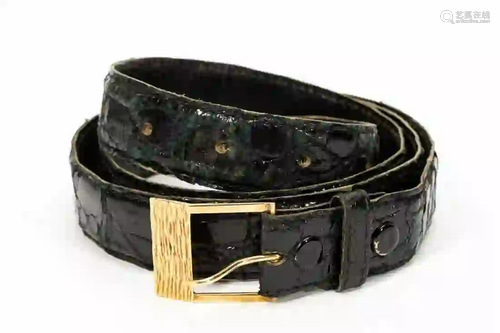 CARTIER 14K YELLOW GOLD AND LEATHER BELT