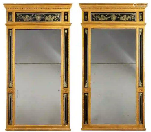 PR., LARGE REGENCY STYLE EGLOMISE GILTWOOD MIRRORS