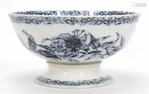 ENGLISH BLUE & WHITE FOOTED CERAMIC PUNCH BOWL