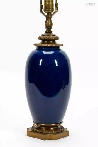 W&R LAPIS EARTHENWARE GILT BRONZE MOUNTED LAMP