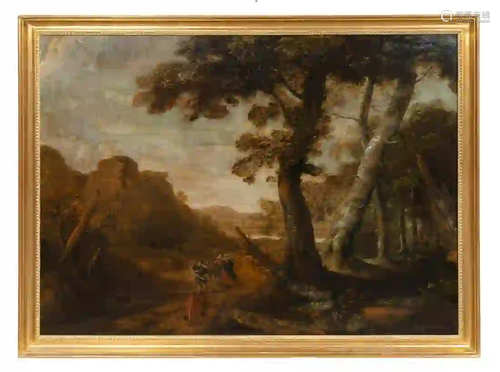 CONTINENTAL SCHOOL, TRAVELERS, GILTWOOD FRAME