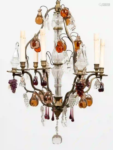 LOUIS XV STYLE SIX-LIGHT GLASS FRUIT CHANDELIER