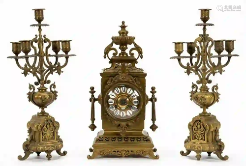 TIFFANY & CO. CLOCK AND ASSOCIATED CANDELABRA, 3PC