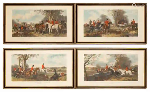 LARGE FOX HUNTING SCENES, AFTER JF HERRING, FRAMED