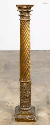 18TH C. BAROQUE GILTWOOD COLUMN FORM PEDESTAL