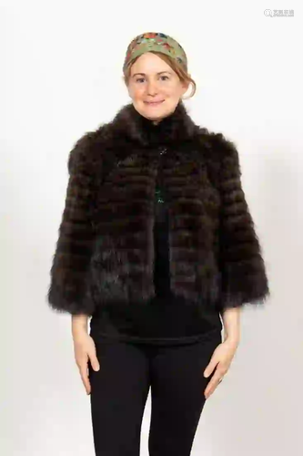 LADIES CROPPED BROWN/BLACK FISHER FUR JACKET